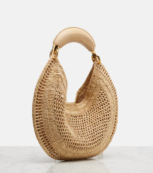 Crochet Raffia Crescent Hobo Bag — Natural